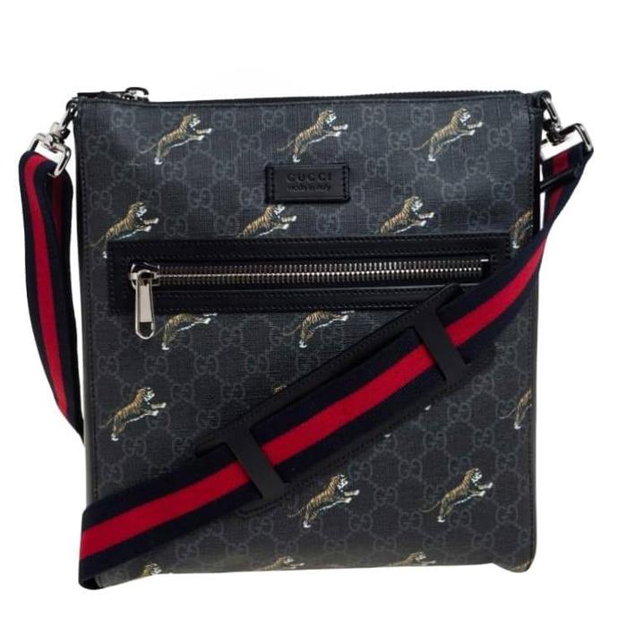 Gucci Tas Pria Crossbody Messenger GG Signature Tiger Original Selempang Ukuran 27x31x4cm Stok Terba
