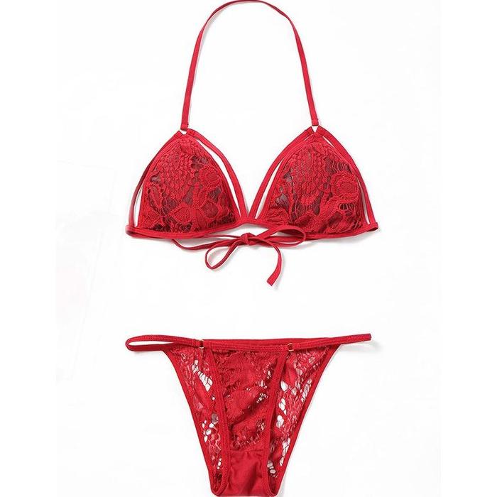 bra Sexy lingerie bra G String set bikini Renda transparan Thong B053