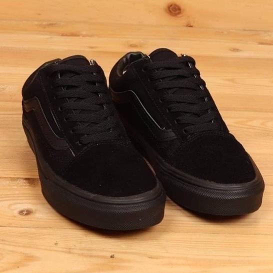 sepatu pria vans old scholl kanvas hitam polos tali