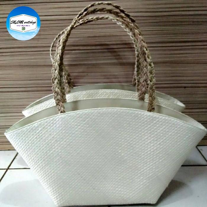 tas wanita anyaman pandan bakul polos tali agel,totebag pandan bakul polos tali