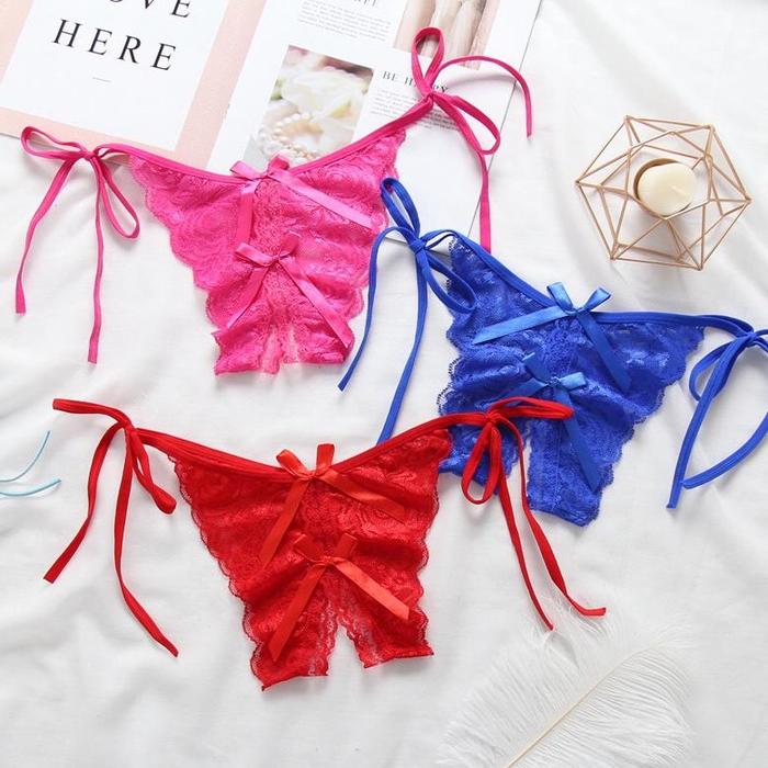 (COD) Sexy Open G String Wanita Tali Celana Dalam Transparan Thong