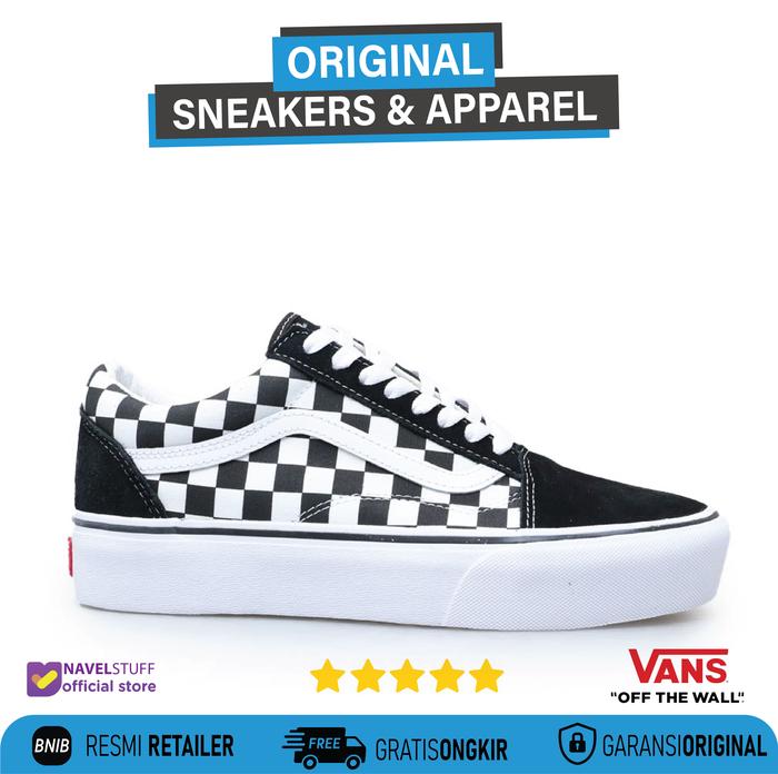 VANS Old Skool Platform Checkerboard Black/White Original (PT.Navya)