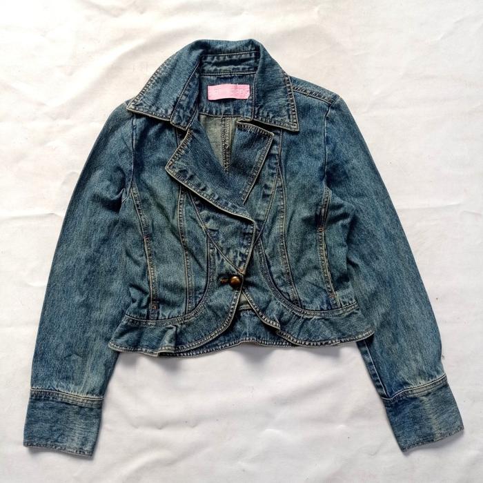 vintage Art Words Japan biker denim jacket blazer perfecto