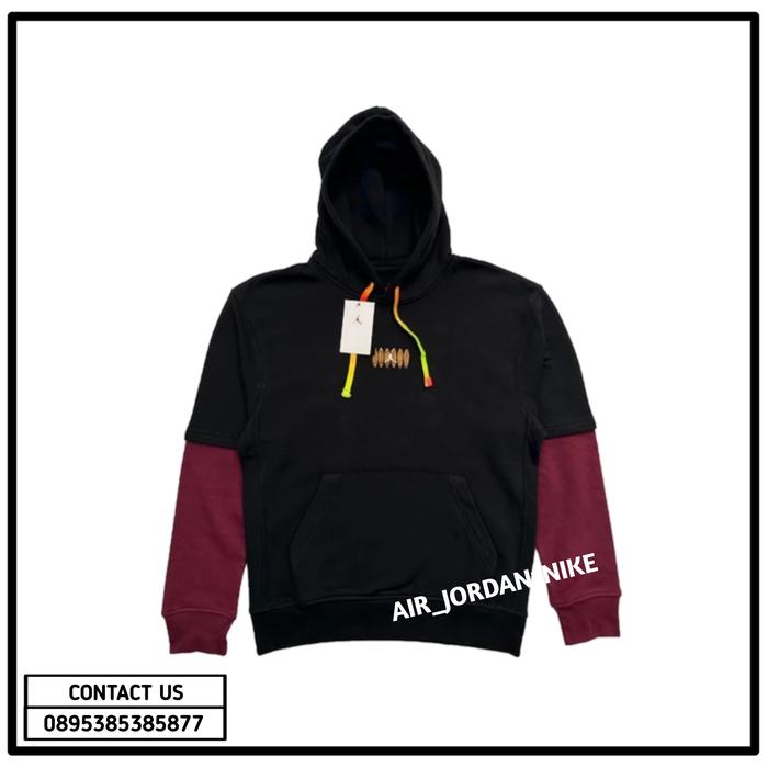 Hoodie Air Jordan Alphabet Black Maroon 100% Original