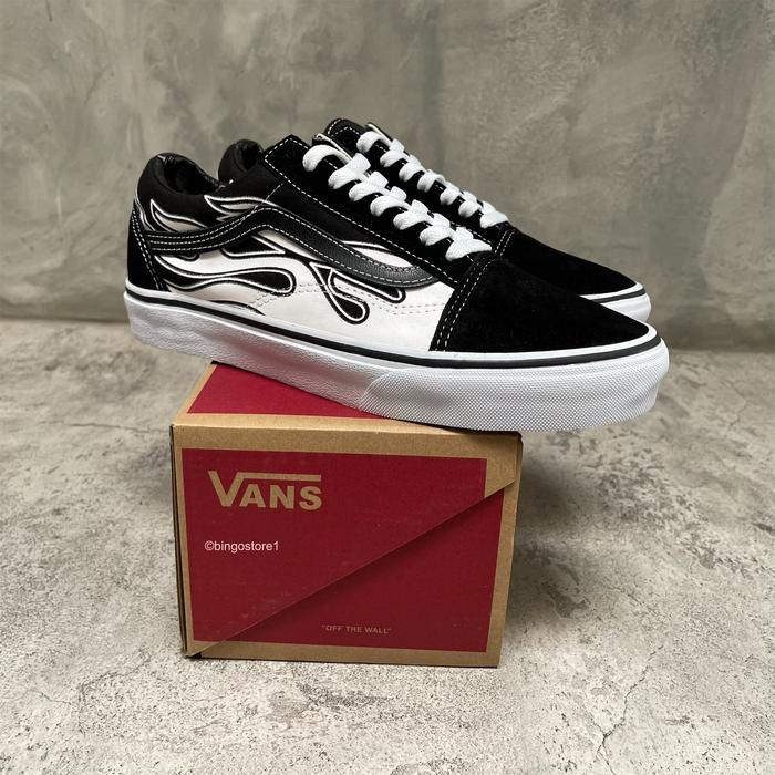 Vans Oldskool Flame Black White Original - Vans Oldskool Flame White