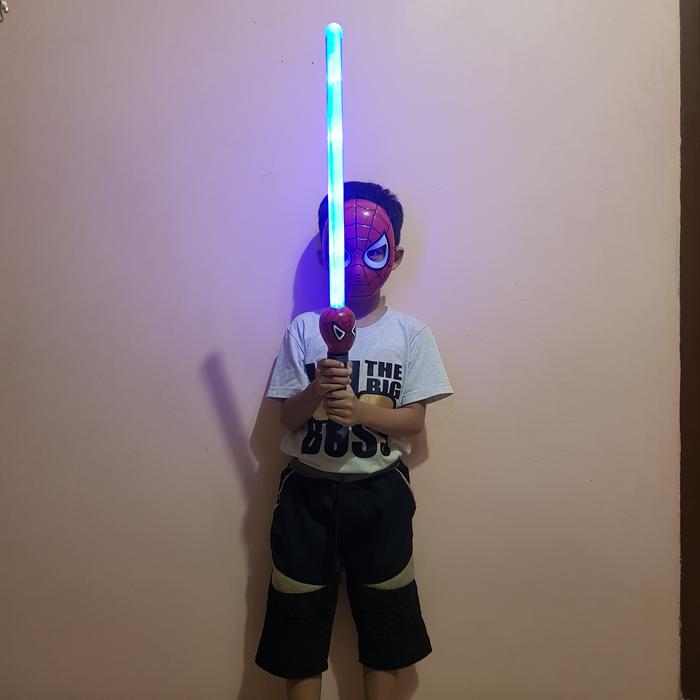 Mainan Set Pedang LED Topeng Spiderman - Mainan Set Pedang Batre