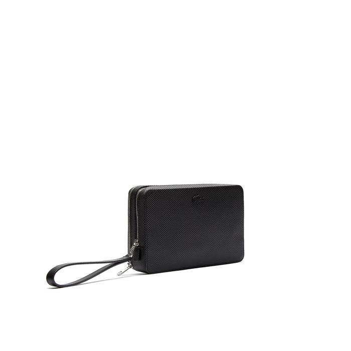 Clutch Pria Lacoste Chantaco Pique Leather Zip Pouch Black