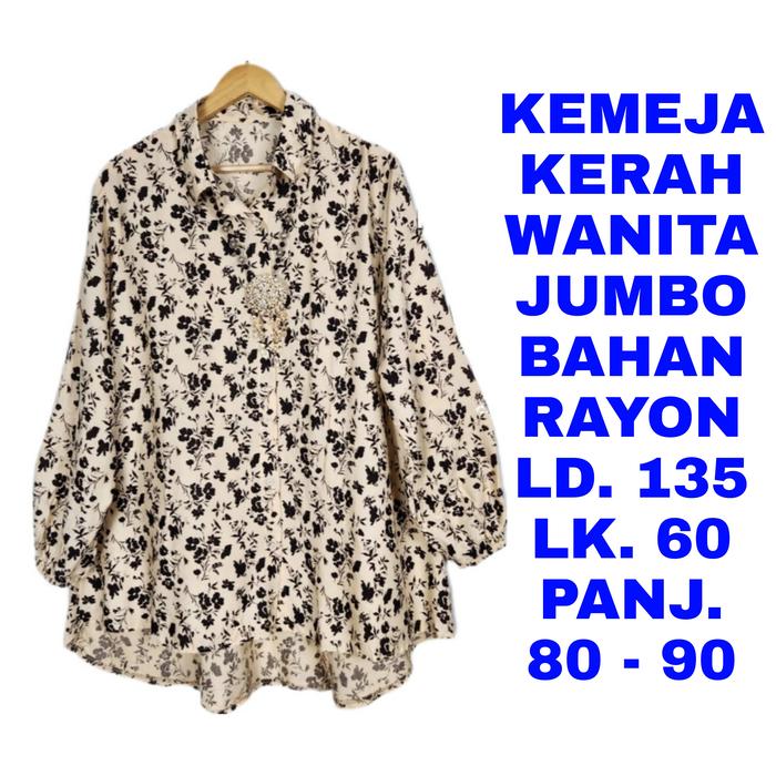 WK KEMEJA KERAH WANITA JUMBO LD. 135 BAJU ATASAN LENGAN PANJANG TUNIK