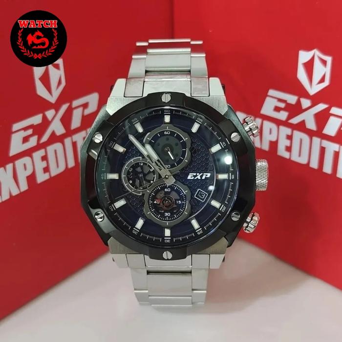 Jam Tangan Expedition Pria Original E6385 Silver Blue
