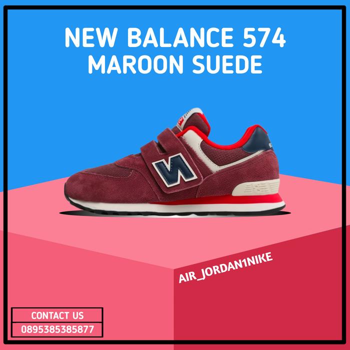Sepatu Sneakers Anak Kids Pria Wanita New Balance 574 Maroon Suede