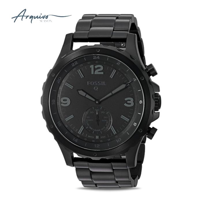 Jam Tangan Fossil Pria Hybrid Smartwatch Hitam Stainless Steel Mewah Original FTW1115