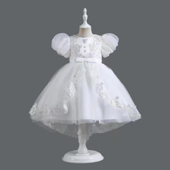Gaun Kebaya Brokat Modern Anak Perempuan/Dress Putih Pesta Anak Cewek/Gaun Brokat Putih Anak Perempu