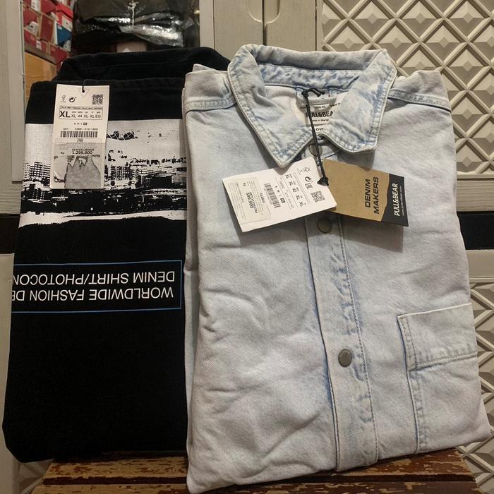 ORIGINAL DENIM JEANS ZARA JACKET PULL & BEAR PRINTED STRAP BLACK
