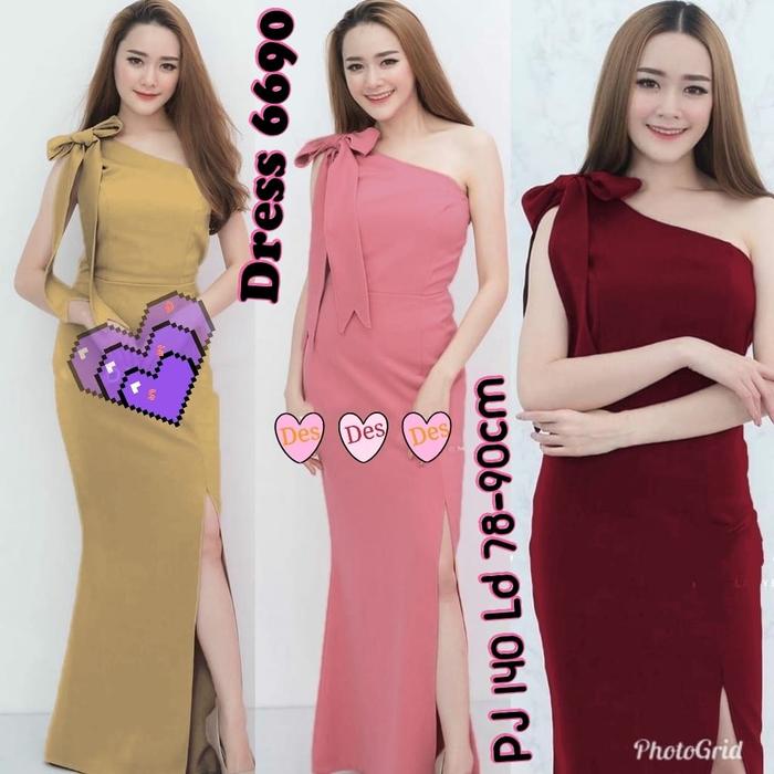 ag.e Maxi Dress 6690 warna Maroon Salem color Coklat bahan scuba Pesta