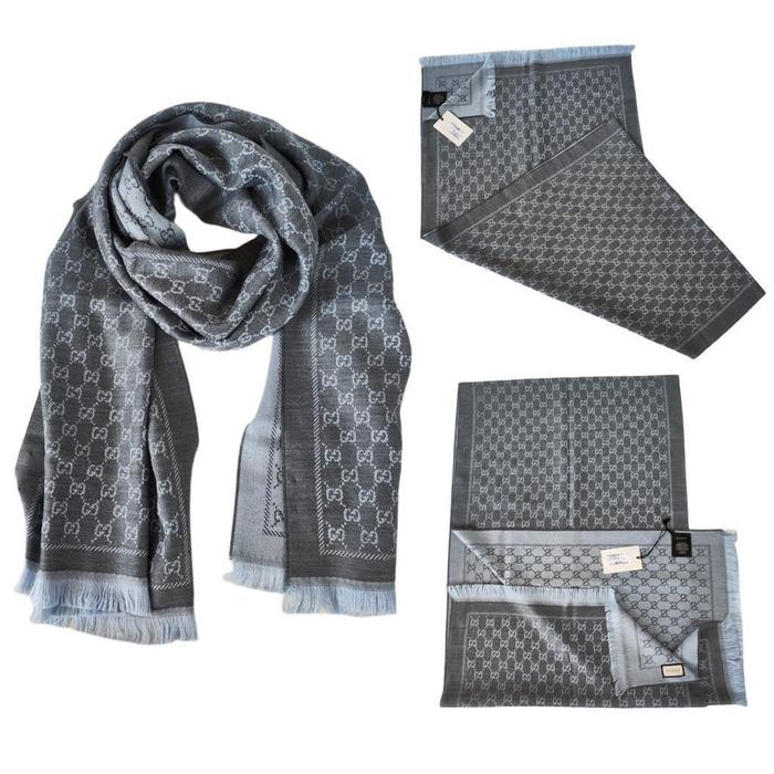 Syal Gucci Shawl Light Blue Original