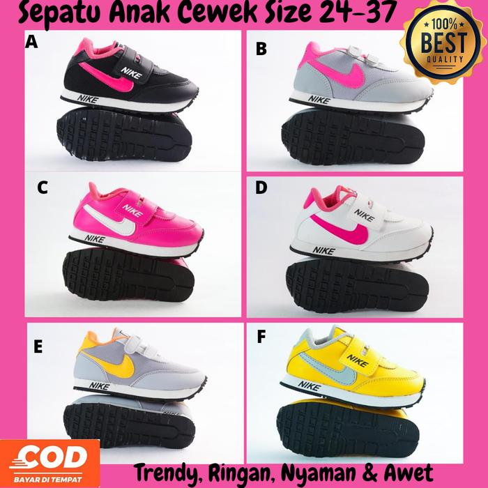 Sepatu Anak Perempuan Cewek 1 2 3 4 5 6 7 Tahun Nike Sekolah TK SD