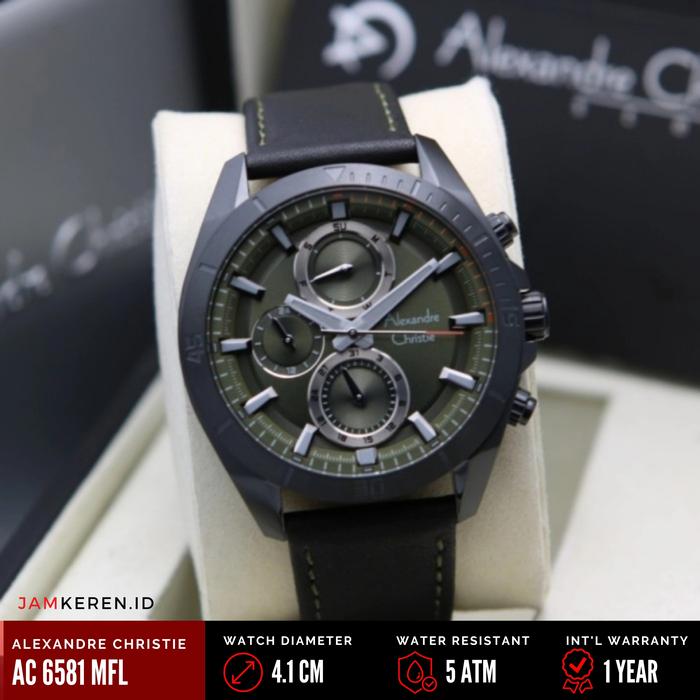 JAMKEREN Alexandre Christie Jam Tangan Pria AC 6581 AC6581 MF Tali Kulit, Original dan Bergaransi Re