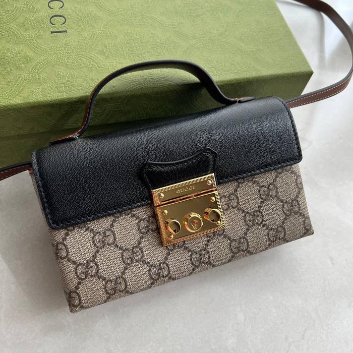 GUCCI PADLOCK MINI BAG BEIGE / EBONY / BLACK