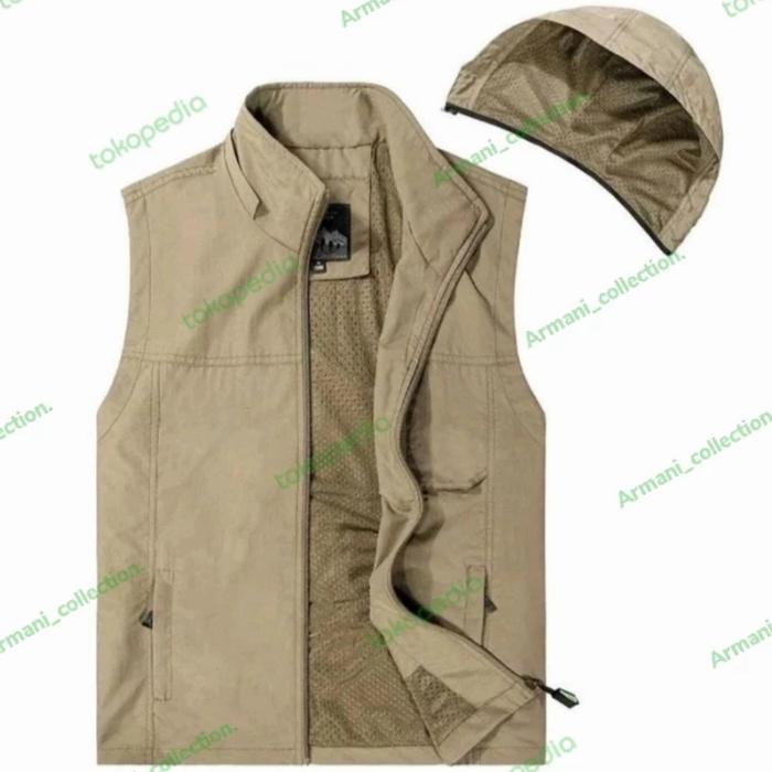 Rompi kupluk bahan parasut jasper premium/rompi best parasut/rompi lap