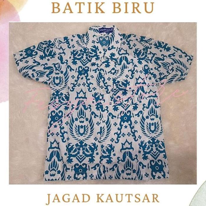 Baju Batik Biru Tosca Pendek, Batik Biru Tosca SD, Batik SD warna Biru