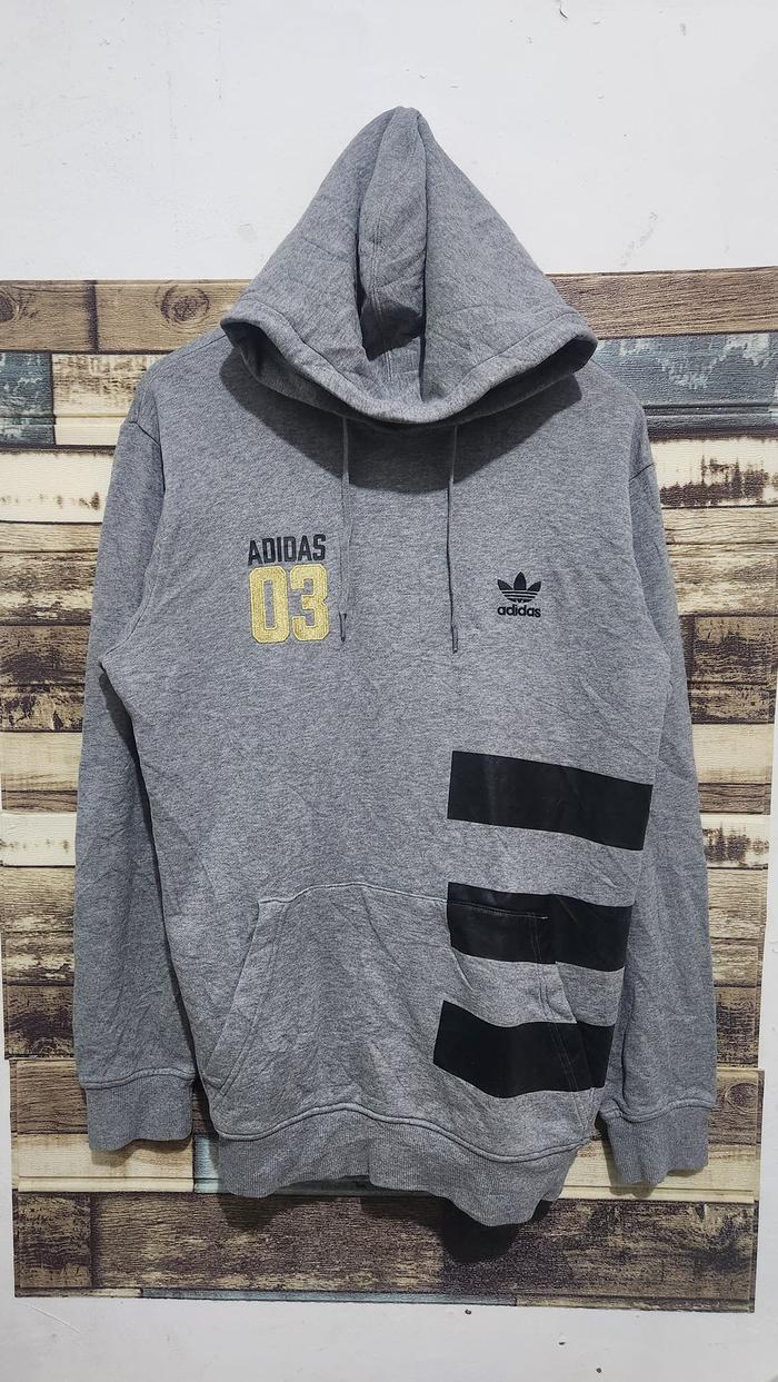 Adidas 3 Foil Stripe Pullover Hoodie Grey Original( Size XL )