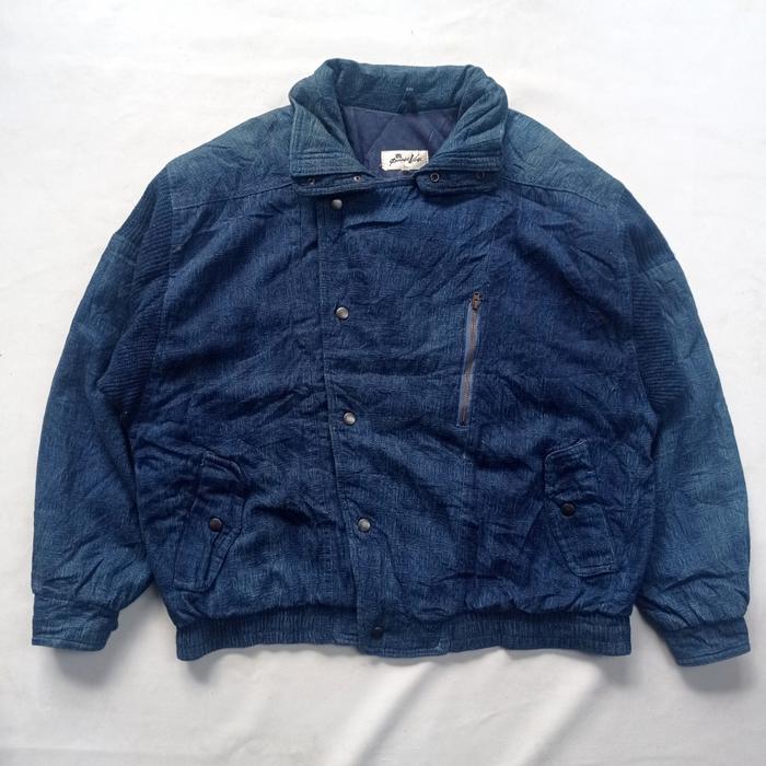 vtg 80s Powerful vise Japan denim pattern padded biker jacket kapital