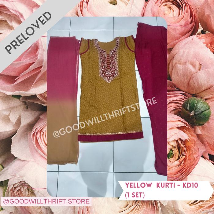 Baju India Wanita - 1 Set (Baju & Celana) Kurti Warna Ungu - KD10