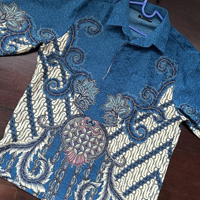 KEMEJA BATIK PRIA LENGAN PANJANG BENHILL ORIGINAL WARNA BIRU