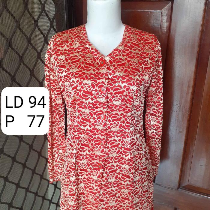 Kebaya Wanita Merah Kebaya Brukat Kondangan Wisuda - preloved