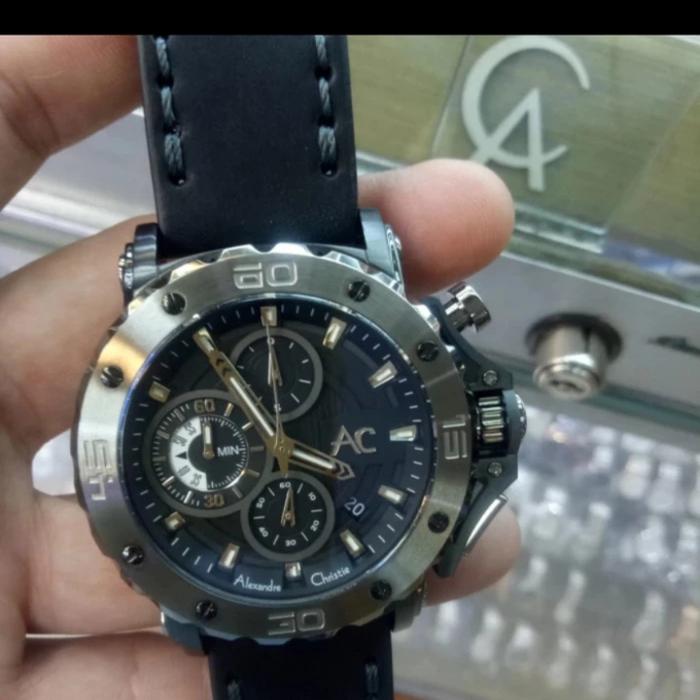 Jam Tangan analog pria Alexandre Christie AC 9205 MC Black Rose Gold