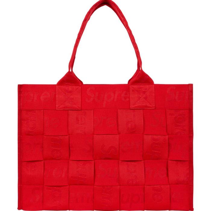 SUPREME WOVEN LARGE TOTE BAG SS23 TAS JINJING MERAH AUTHENTIC
