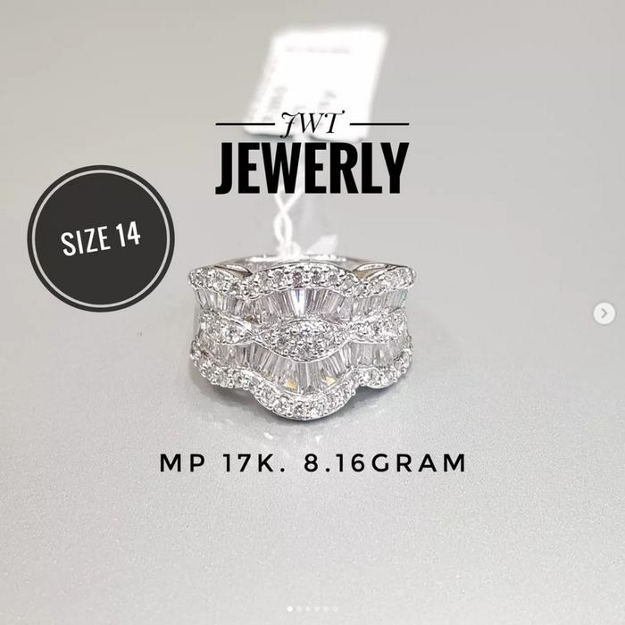 CINCIN EMAS WANITA LISTRING LEBAR- DIAMOND LOOK- FULL MATA MEWAH