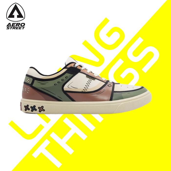 Aerostreet 2D Hoops Low Krem Army - Sepatu Sneakers Casual Pria Wanita
