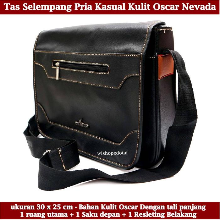 Tas Formal selempang Kulit Pria Nevada Medium hitam