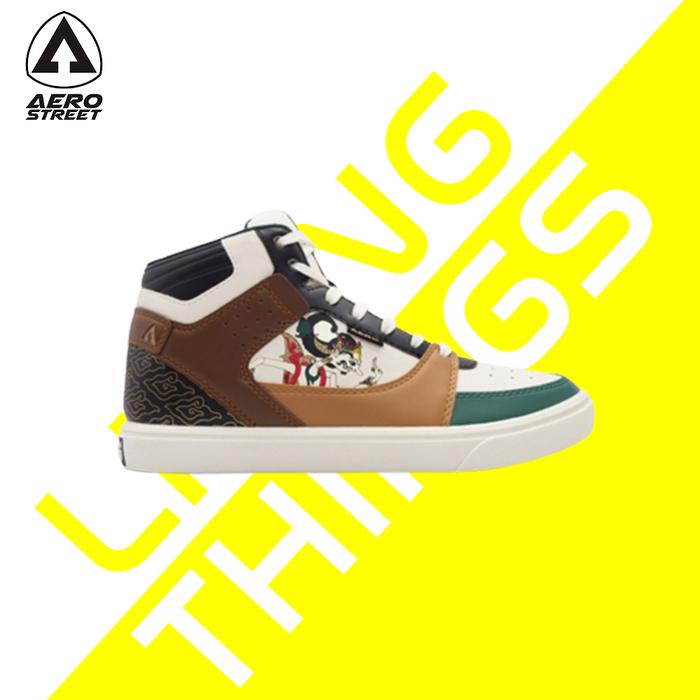 Aerostreet Hoops Wayang Natural Hijau Tua Coklat - Sepatu Sneakers