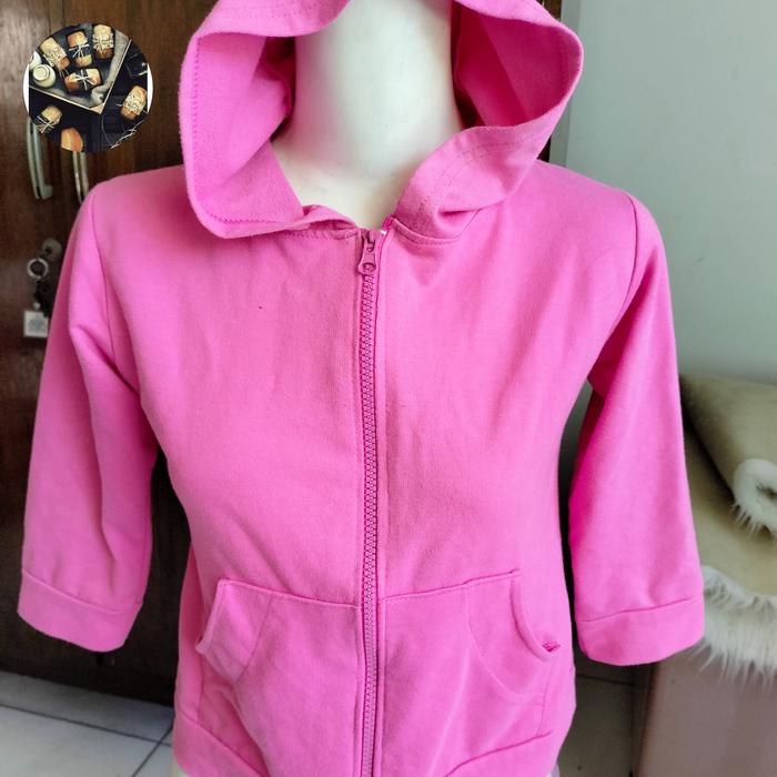 Jaket hoodie pink anak second