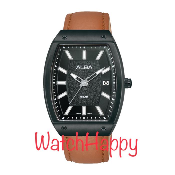 ALBA AG8N19X1 BLACK DIAL BROWN LEATHER AG8N19 QUARTZ MOVEMENT ORIGINAL