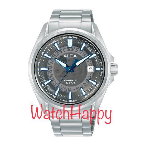 ALBA AU4033X1 DARK GREY SEE-THROUGH DIAL INDEX BLUE AU4033 STAINLESS