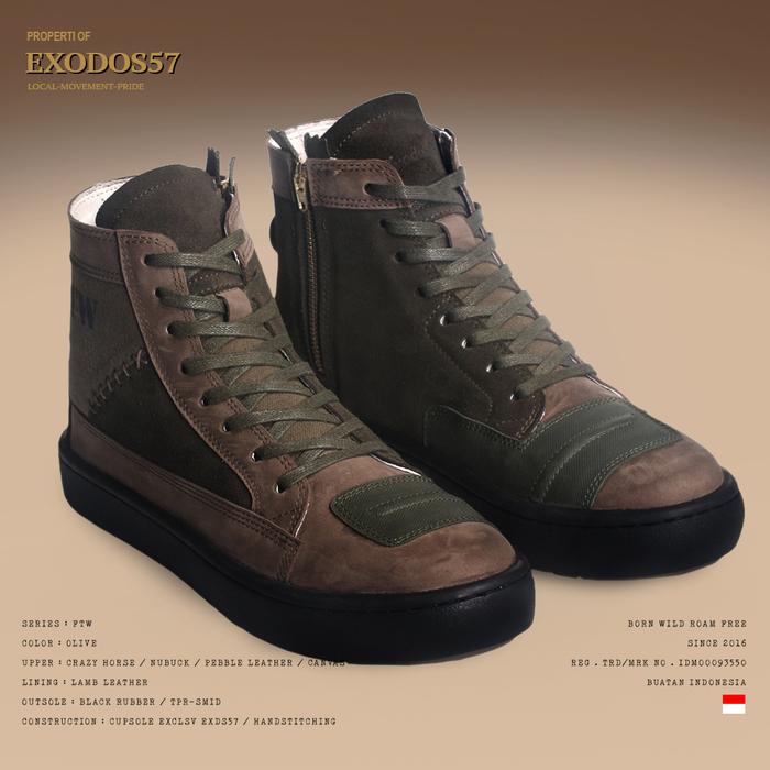 Sepatu Sneakers Kulit Pria Exodos57 FTW Olive