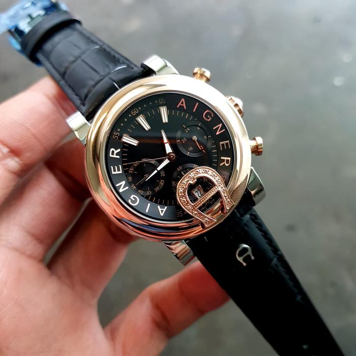 Jam Tangan Wanita Aigner Bari Donna A37200 Strap Leather Black/Brown