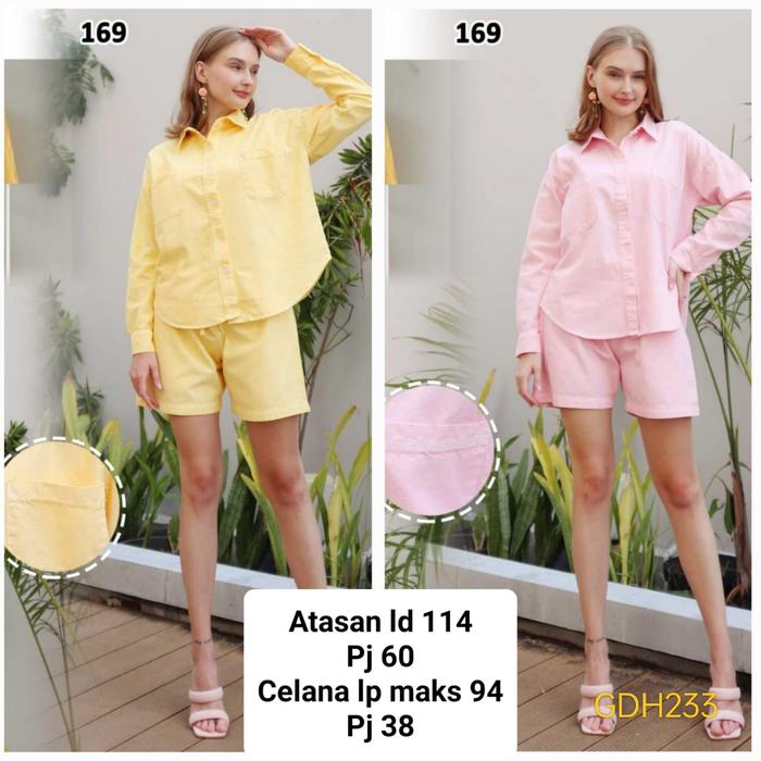 GDH233 Setelan Wanita Jeans FUll Kancing Lengan Panjang LD114 Celana