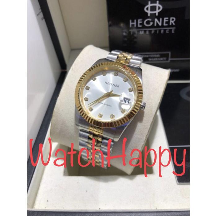 HEGNER 1703 HW1703 HW 1703 SILVER GOLD WHITE DIAL STAINLESS STEEL BAND