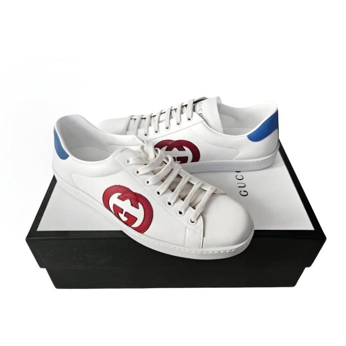 Sepatu Gucci Sneakers Interlocking White Unisex Original