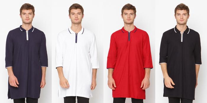 Baju Kaos Koko Gamis Zayidan Muslim Pria Zipper - Navy
