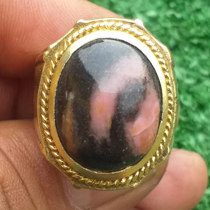 Batu Akik Red Borneo Kalimantan Rhodonite Karakter Merah Hitam Dim-18