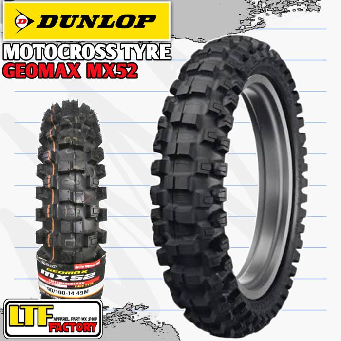 DUNLOP GEOMAX MX52 49M WT 90/100-14 - Ban Belakang Motocross Original