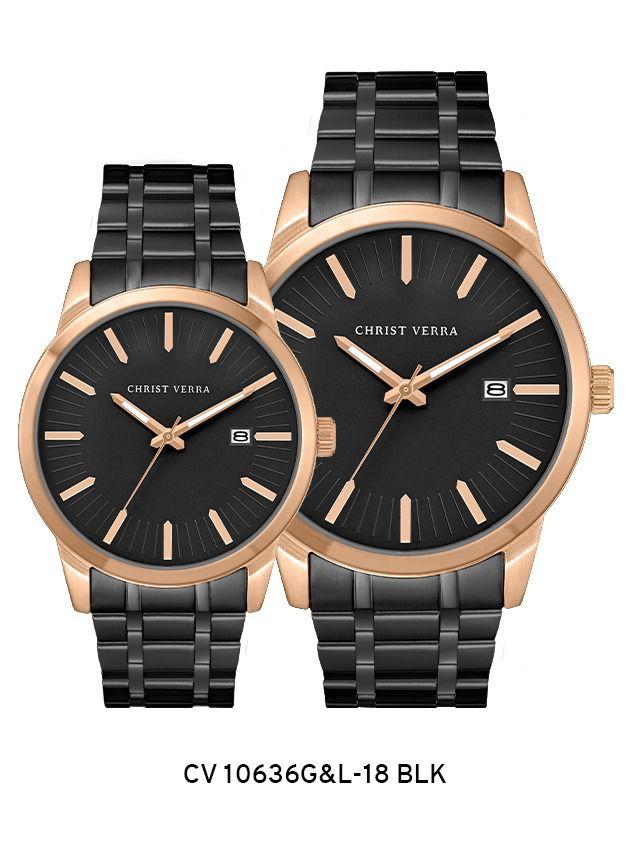 Jam Tangan CHRIST VERRA Couple CV 10636L-18 BLK & CV 10636G-18 BLK