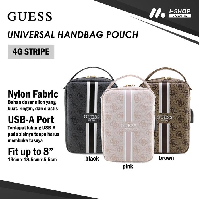 Hand bag Clutch Pouch up to 8" GUESS 4G Leather Mini Nylon USB A Cable