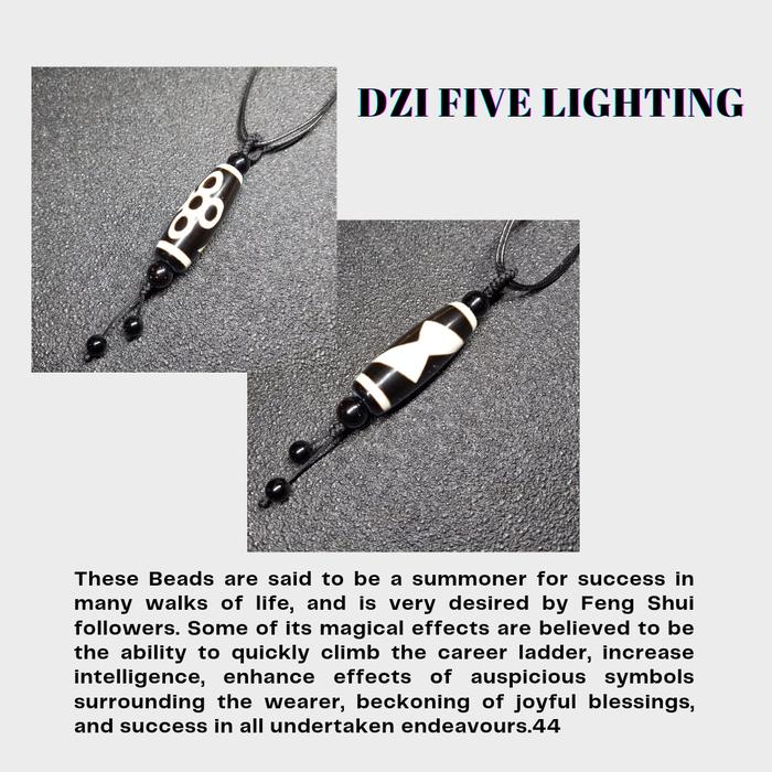 Jimat Pemanggil Kesuksesan Kalung Batu Tibet Dzi Bead Five Lighting