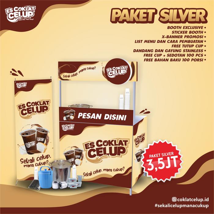 PAKET FRANCHISE ES COKLAT CELUP BOOTH SILVER